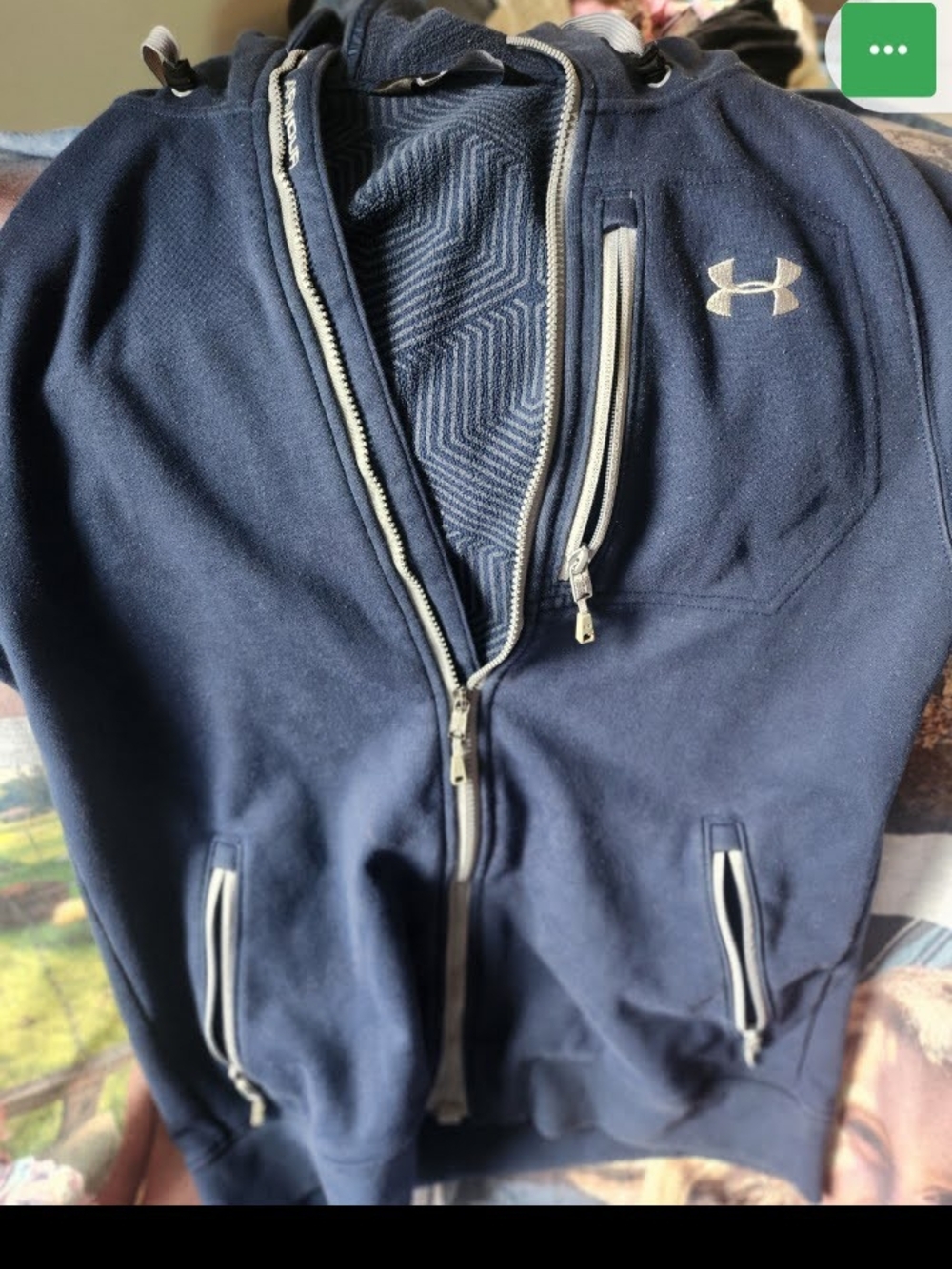 Under Armour Navy Men’s Full-Zip Hoodie with Contrast Trim